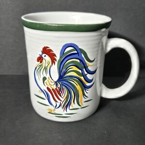 Century Stoneware Colorful Sunrise Rooster Ceramic Coffee Tea Cup Mug Farm House